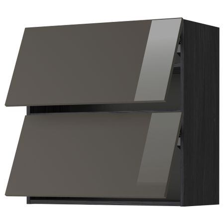 Навесной шкаф, 2 дверцы, горизонтальный МЕТОД, черный, Рингульт серый
