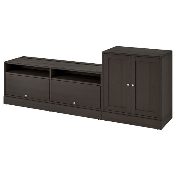 Шкаф для ТВ, комбинация, темно-коричневый 241x47x89 см IKEA ХАВСТА 292.658.82 - фото 1