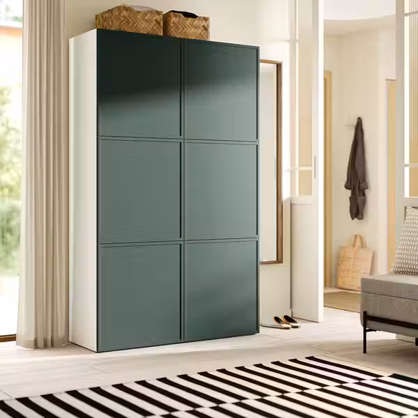 BESTÅ Комбинация для хранения с дверцами - белый/Krukmakare темный серо-зеленый 120x42x193 см - фото 2