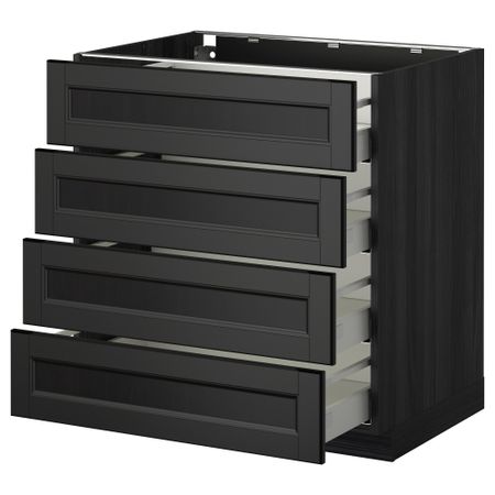 Напольный шкаф 4 фронтальных панели, 4 ящика МЕТОД / МАКСИМЕРА, черный, Лаксарби черно-коричневый