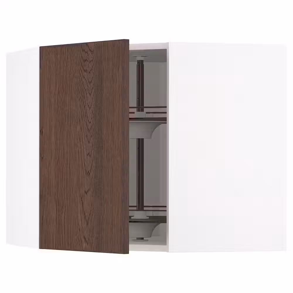 METOD Углов навесн шкаф с вращающ секцией - белый/Sinarp коричневый 68x60 см - фото 1