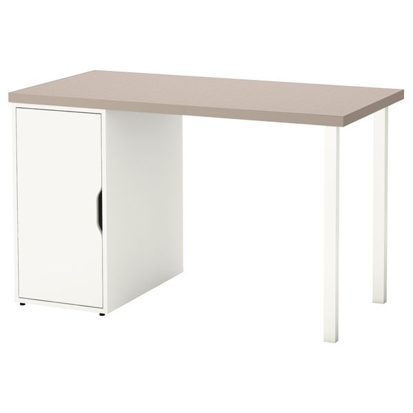 Стол ЛИННМОН / ГОДВИН, геометрический бежевый, белый (120x60 см) - фото 1