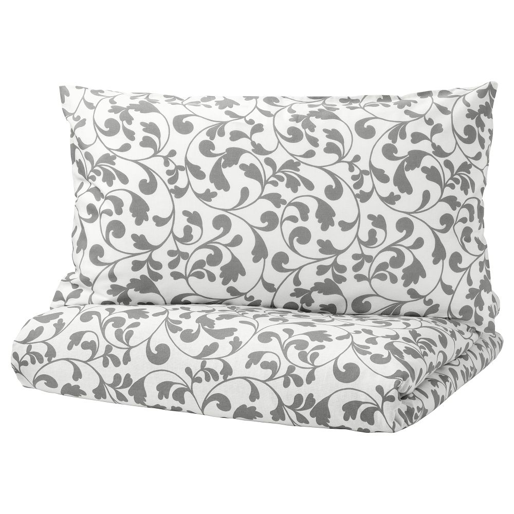 Пододеяльник и 1 наволочка РОСТВИН, белый, серый - фото 1