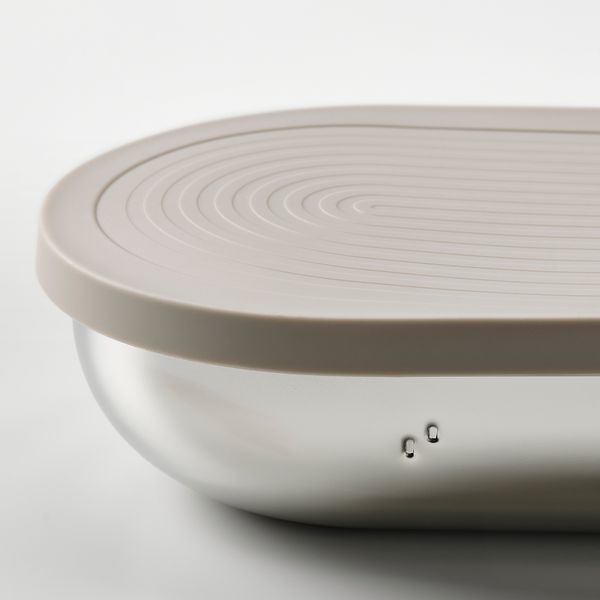 Контейнер с крышкой и разделителем, нержавеющая сталь, бежевый, 0.7 л IKEA HALVVARM ХАЛЬВВАРМ 204.972.21 - фото 5