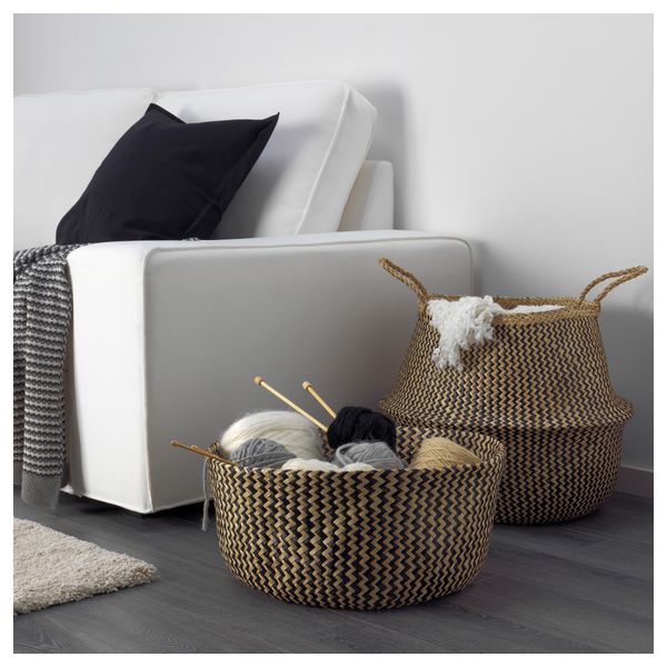 Корзина ФЛОДИС, водоросли, черный (37 см) - схема-чертеж с размерами