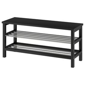 TJUSIG Скамья с полкой для обуви - чёрный 108x34x50 см