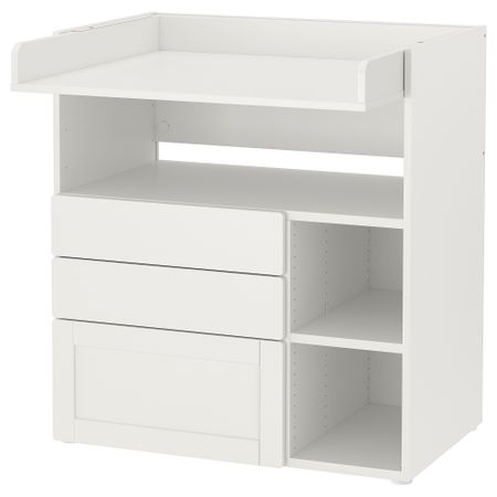 Пеленальный стол, белый с рамой, с 3 ящиками, 90x79x100 см IKEA SMÅSTAD СМОСТАД 393.922.43
