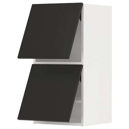 METOD Навесной шкаф/2 дверцы, горизонтал - белый/Nickebo матовый антрацит 40x80 см