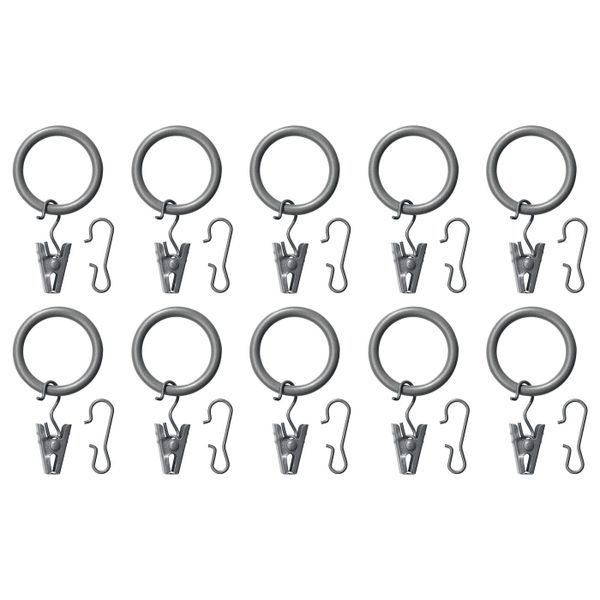 Гардин кольцо с зажимом и крючком, серебристый 25 мм IKEA SYRLIG СИРЛИГ 803.703.37 - схема-чертеж с размерами