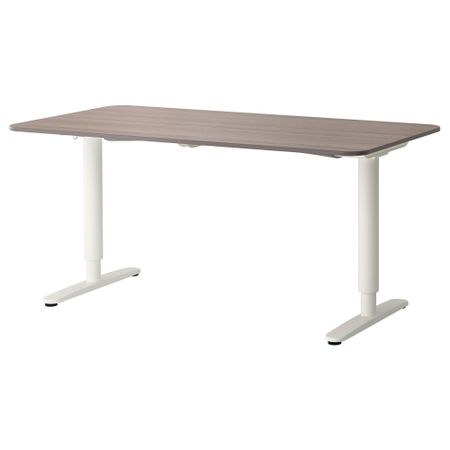 Стол трансформер БЕКАНТ, серый, белый (160x80 см)