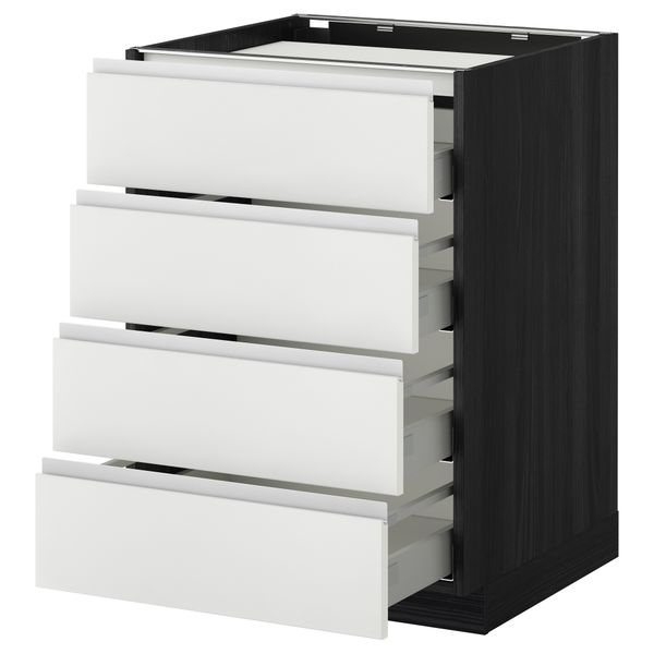 Напольный шкаф, 4 фронтальных панели, 4 ящика МЕТОД / МАКСИМЕРА, черный, Нодста белый - фото 1