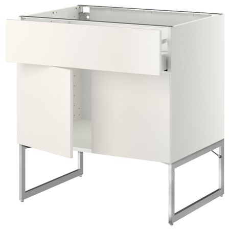 Напольный шкаф, полки, ящик, 2 двери МЕТОД / МАКСИМЕРА, белый, Веддинге белый