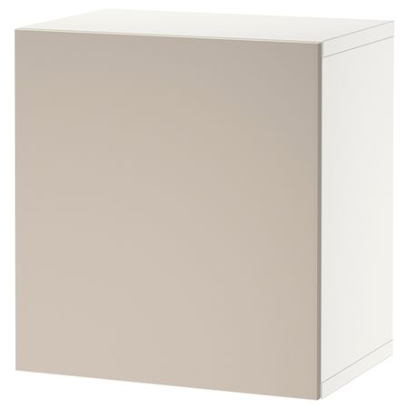 Стеллаж с дверью, белый/Лаппвикен светлый серо-бежевый 60x42x64 см IKEA BESTÅ БЕСТО 094.418.91