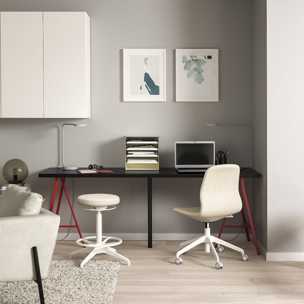 Стол, черно-коричневый/красный 200x60 см IKEA LINNMON ЛИННМОН / LERBERG ЛЕРБЕРГ 193.355.74 - схема-чертеж с размерами