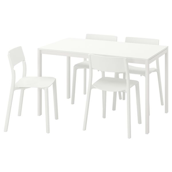 Стол и 4 стула, белый, белый, 125 см IKEA MELLTORP МЕЛЬТОРП, JANINGE ЯН-ИНГЕ 591.614.87 - фото 1
