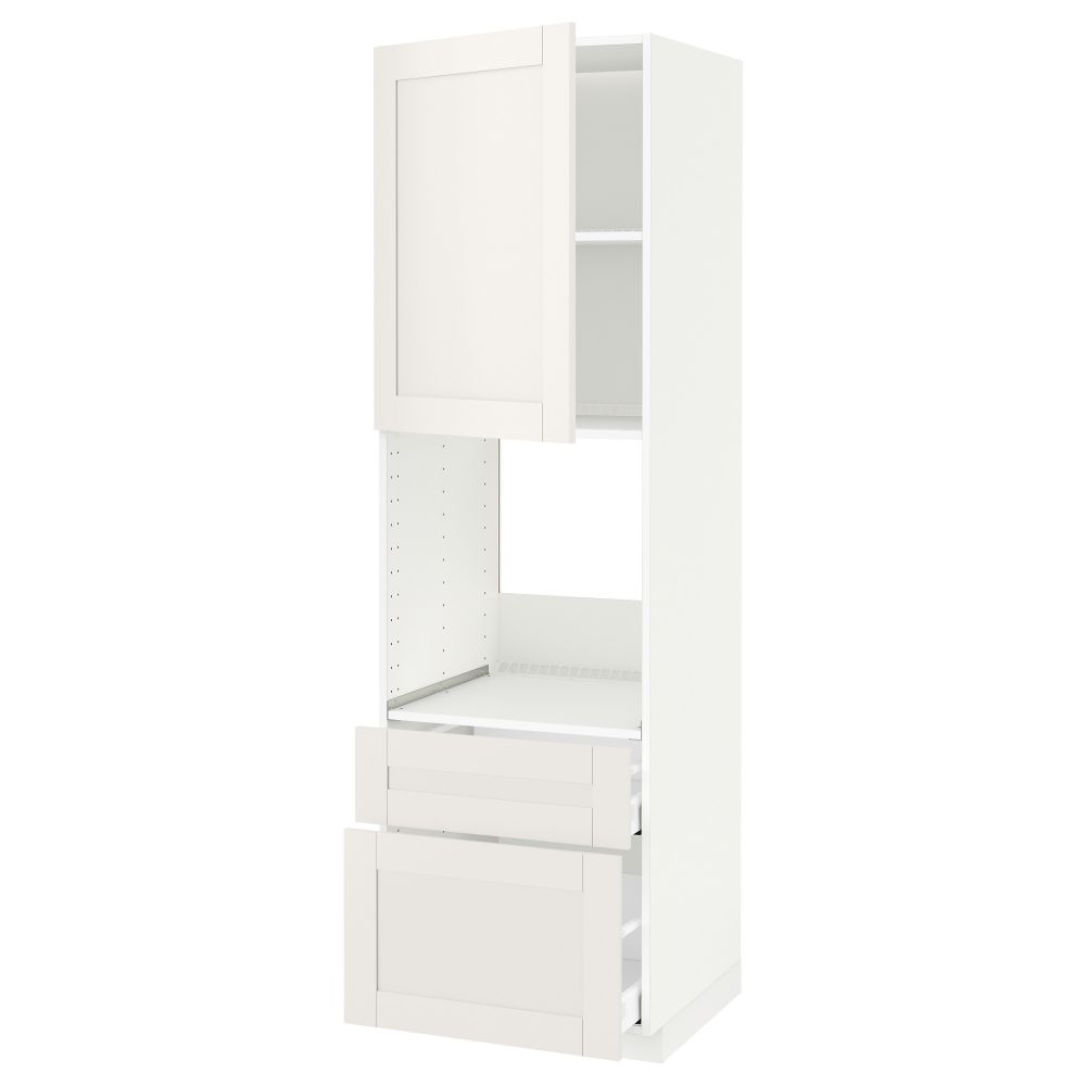 Высокий шкаф для духовки + дверь, 2 ящика МЕТОД / МАКСИМЕРА, белый, Сэведаль белый - схема-чертеж с размерами