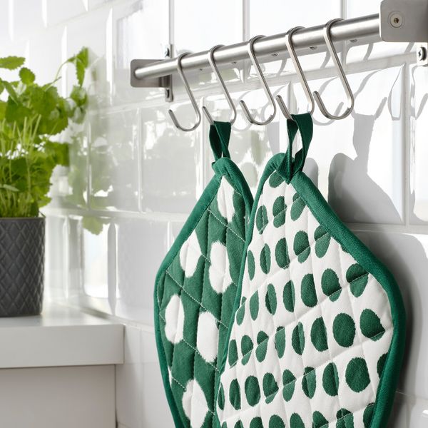 Прихватка, зеленый, белый 23x23 см IKEA АЛЬВАЛИЗА 304.541.84 - фото 4