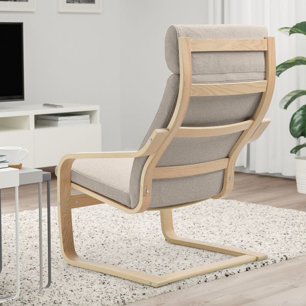 Кресло, дубовый шпон, беленый/Хили бежевый IKEA POÄNG ПОЭНГ 293.193.85 - фото 3