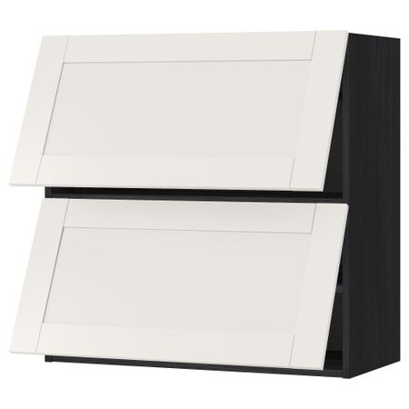 Навесной шкаф, 2 дверцы, горизонтальный МЕТОД, черный, Сэведаль белый