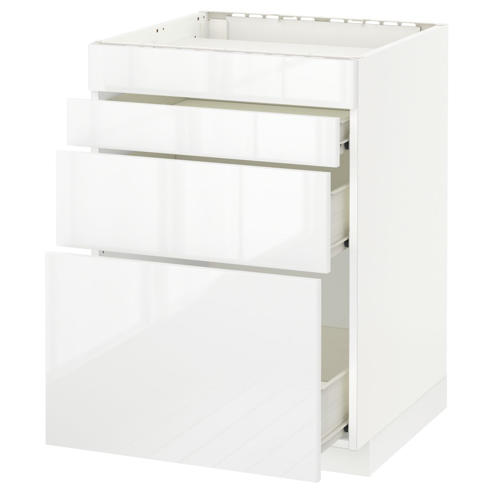 Напольный шкаф для духовки, 4фасада, 3 ящика МЕТОД / ФОРВАРА, белый, Рингульт белый - схема-чертеж с размерами