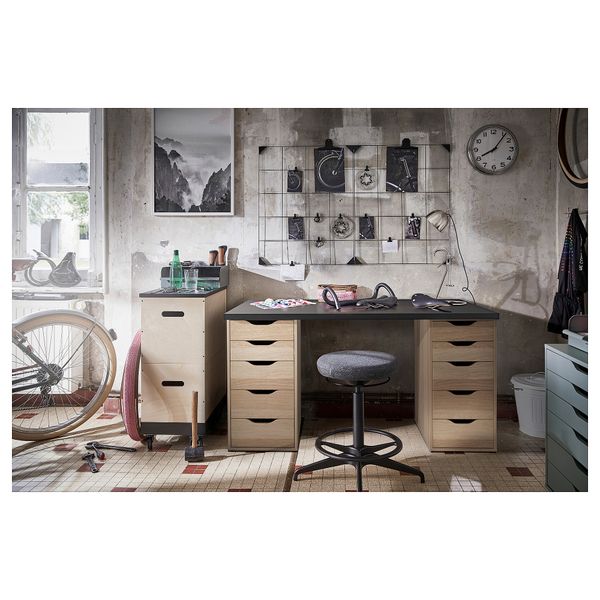 Письменный стол, 140x60 см, темно-серый, под беленый дуб IKEA ALEX АЛЕКС, LAGKAPTEN ЛАГКАПТЕН 994.319.20 - фото 5