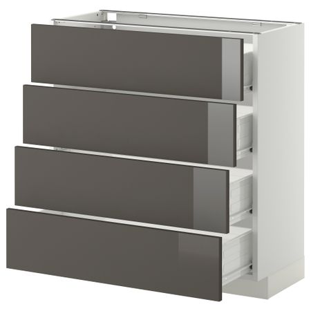 Напольный шкаф 4 фронтальных панели, 4 ящика МЕТОД / ФОРВАРА, белый, Рингульт серый