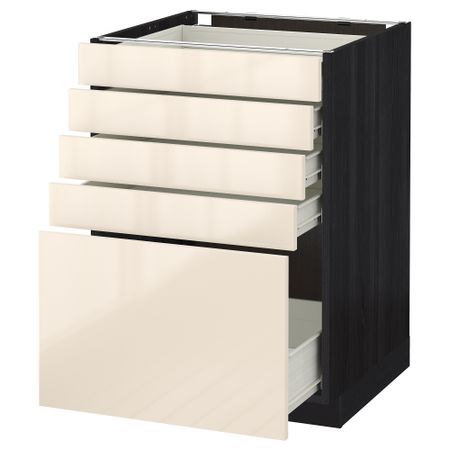 Напольный шкаф с 5 ящиками МЕТОД / ФОРВАРА, черный, Рингульт кремовый