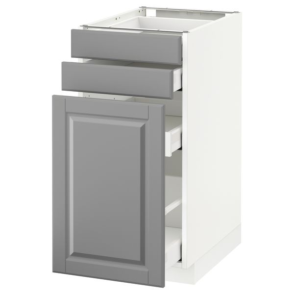 Напольный шкаф с выдвижными модулями, 2 фронтальные панели МЕТОД / МАКСИМЕРА, белый, Будбин серый - схема-чертеж с размерами