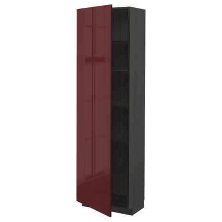 Высокий шкаф с полками, черный Калларп/глянцевый темный красно-коричневый 60x37x200 см IKEA МЕТОД 693.279.77
