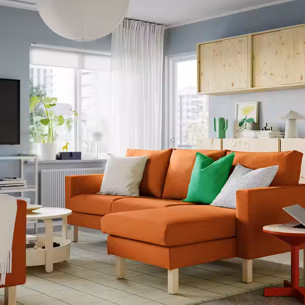 SALTSJÖBADEN САЛТСЁБАДЕН 3-местный диван с козеткой - Tonerud красно-коричневый - фото 2