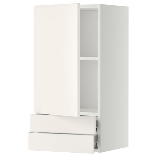 Навесной шкаф с дверцей, 2 ящика МЕТОД / ФОРВАРА, белый, Веддинге белый - фото 1