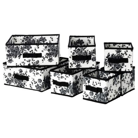 Коробка, 7 шт. ГАРНИТУР, черный, белый цветок