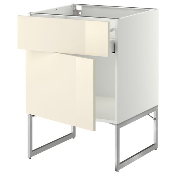 Напольный шкаф с ящиком, дверью МЕТОД / МАКСИМЕРА, белый, Рингульт кремовый - схема-чертеж с размерами