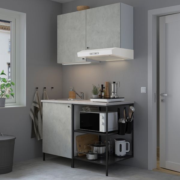 Кухня, 123x63.5x222 см, антрацит, под бетон IKEA BEGIVENHET БЕГИВЕНХЕТ 493.371.66 - фото 3