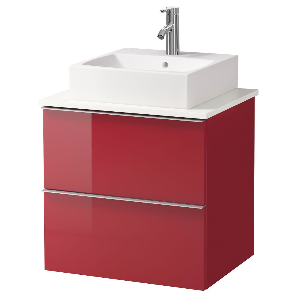 Шк п-раковину/столешн45x45/раковина  , глянцевый красный, белый (62x49x72 см) - схема-чертеж с размерами