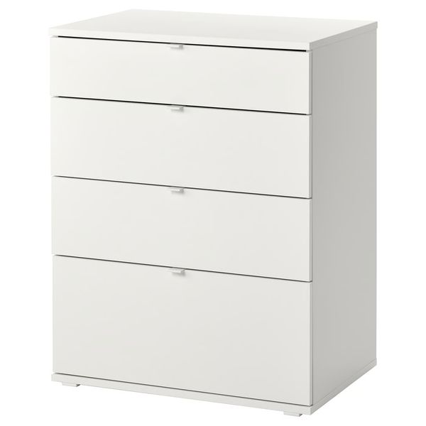 VIHALS Комод с 4 ящиками - белый/функция блокировки/разблокировки 70x47x90 см - фото 1