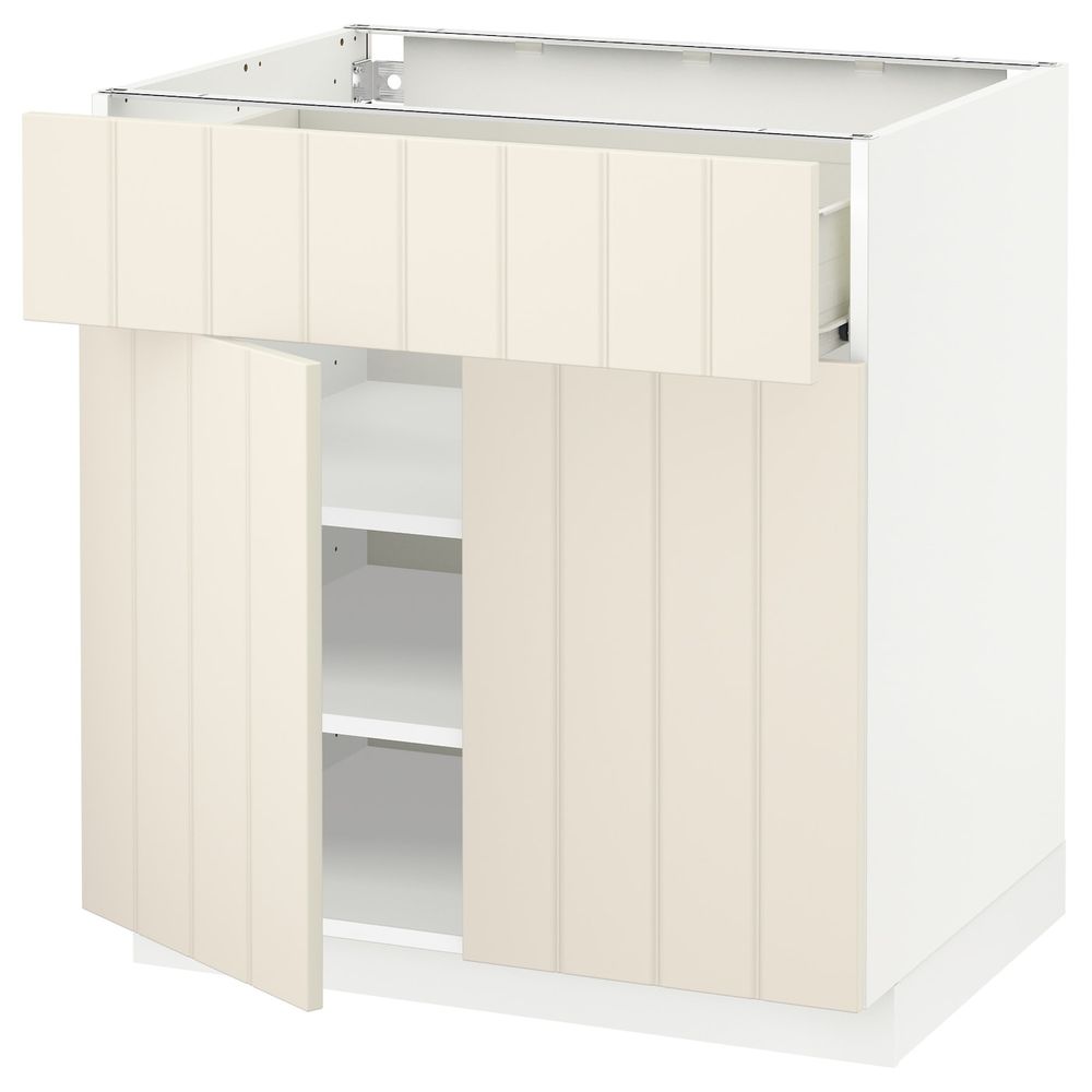 Напольный шкаф + ящик/2дверцы, белый/Хитарп белый с оттенком 80x60 см IKEA МЕТОД / ФОРВАРА 292.619.16 - схема-чертеж с размерами