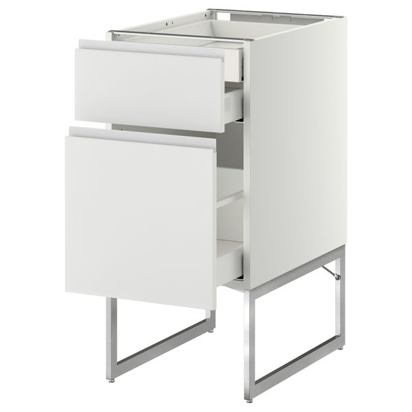 Напольный шкаф 2 фронтальных панели, 2 нижних,1 встроенный ящик МЕТОД / МАКСИМЕРА, белый, Нодста белый - схема-чертеж с размерами