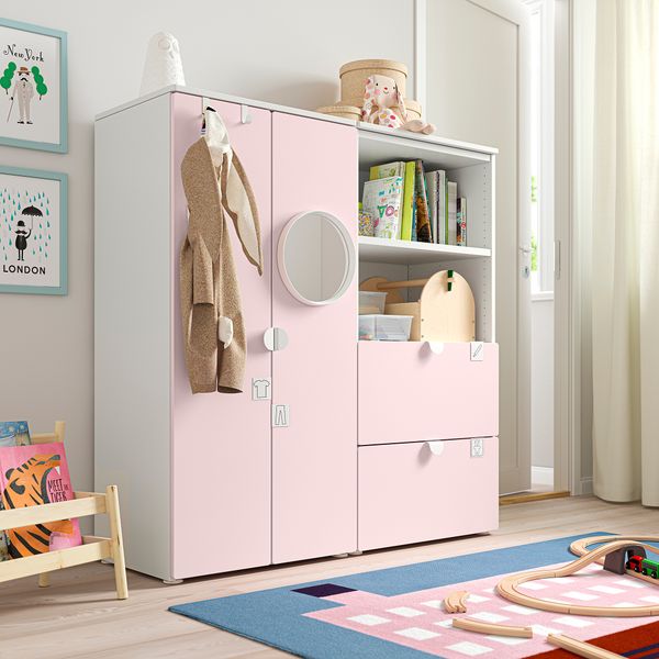 Комбинация для хранения, 120x42x123 см, белый, бледно-розовый IKEA PLATSA ПЛАТСАA ПЛАТСА, SMÅSTAD СМОСТАД 594.288.87 - фото 3