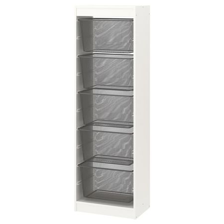TROFAST Комбинация д/хранения+контейнеры - белый/темно-серый 46x30x145 см