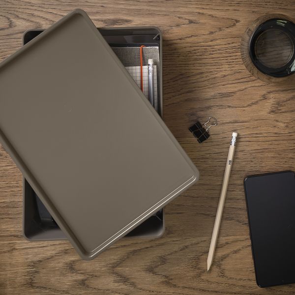 Крышка, темный серо-бежевый, 18x26 см IKEA KUGGIS КУГГИС 805.862.38 - схема-чертеж с размерами