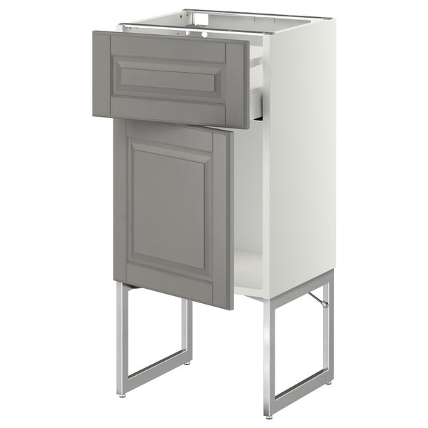 Напольный шкаф с ящиком, дверью МЕТОД / МАКСИМЕРА, белый, Будбин серый - схема-чертеж с размерами