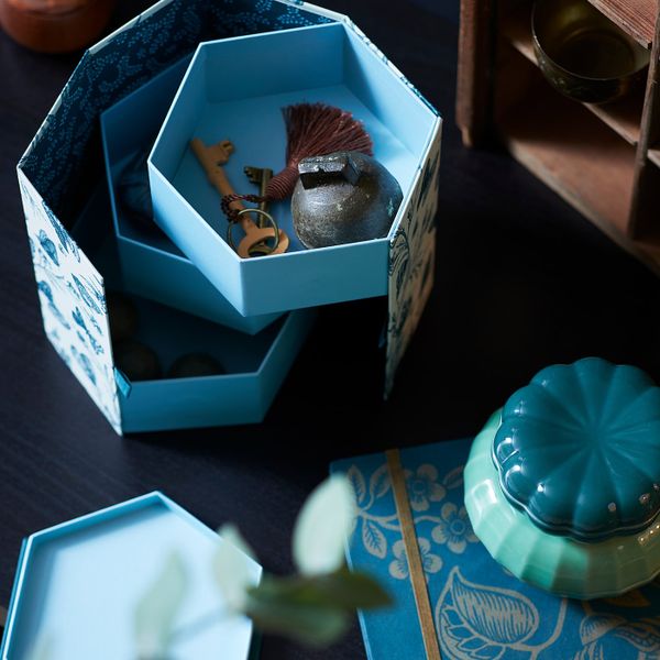 Декоративная коробка, зеленый/бабочка бумага 14x16 см IKEA ANILINARE АНИЛИНАРЕ 804.650.43 - схема-чертеж с размерами