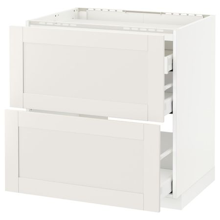 Напольный шкаф, 2 фронтальных панели, 3 ящика, белый/Сэведаль белый 80x60 см IKEA METOD МЕТОД / MAXIMERA МАКСИМЕРА 492.384.30