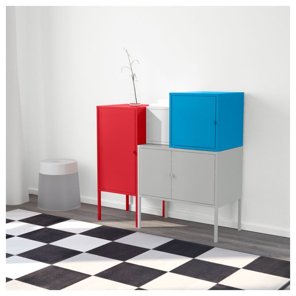 Комбинация для хранения ЛИКСГУЛЬТ, серый/белый, синий/красный (95x92 см) - схема-чертеж с размерами