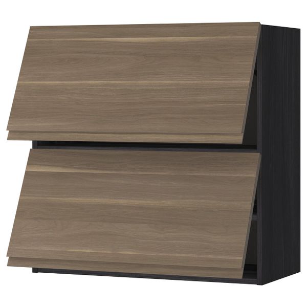 Навесной шкаф, 2 дверцы, горизонтал, черный, Воксторп грецкий орех 80x80 см IKEA МЕТОД 192.251.89 - схема-чертеж с размерами