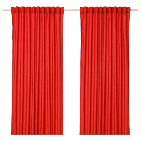 Гардины, 2 шт., красный 145x300 см IKEA ANNALOUISA АННАЛУИЗА 504.108.39