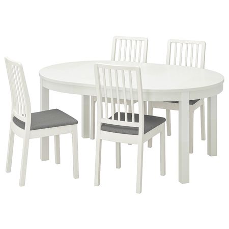 Стол и 4 стула, белый/Рамна светло-серый 115 см IKEA BJURSTA БЬЮРСТА / EKEDALEN ЭКЕДАЛЕН 792.968.38