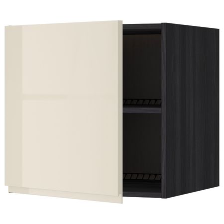 Верхний шкаф на холодильник/морозильн, черный, Воксторп глянцевый светло-бежевый 60x60 см IKEA МЕТОД 992.246.85