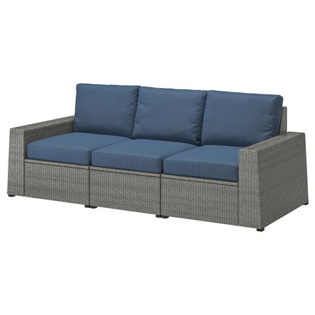 3-местный модульный диван, садовый, темно-серый/ФРЁСЁН/ДУВХОЛЬМЕН синий 223x82x88 см IKEA SOLLERÖN СОЛЛЕРОН 792.877.87